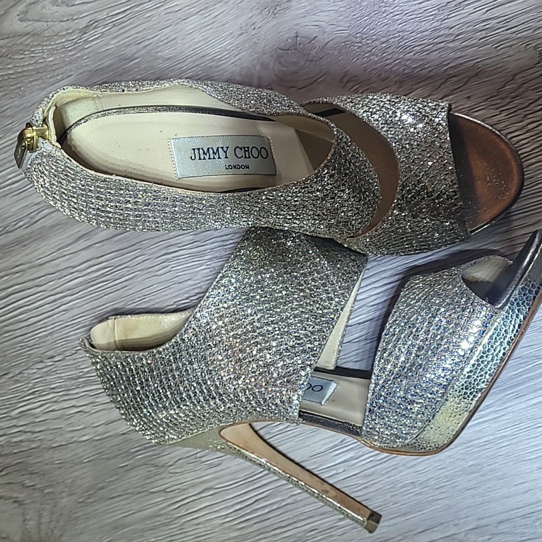Jimmy Shoo London Size 36/5. Gold - Silver .
